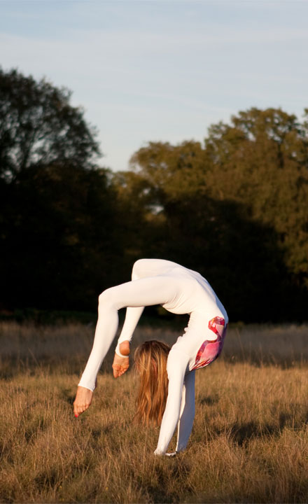 Unique Contortion act combining hand balancing extreme flexibility and 